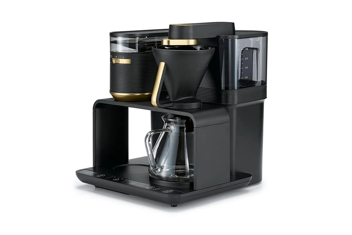 Melitta EPOS Filterkaffeemaschine mit Mahlwerk, schwarz-gold