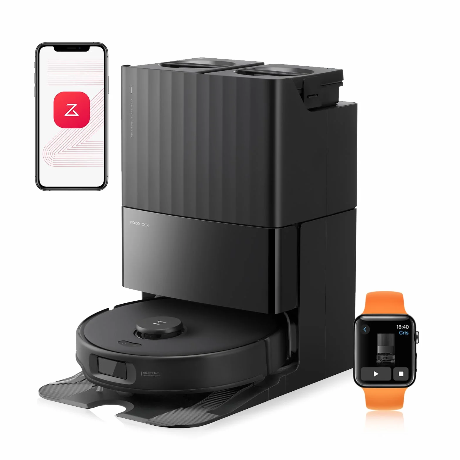 roborock Qrevo Edge S5A Saugroboter mit Wischfunktion,Dual Anti-Tangle-System,18.500Pa,FlexiArm Design Kantenreinigung, Hebarem Wischmopp,75℃ Heißwasser-Moppwäsche (Schwarz)