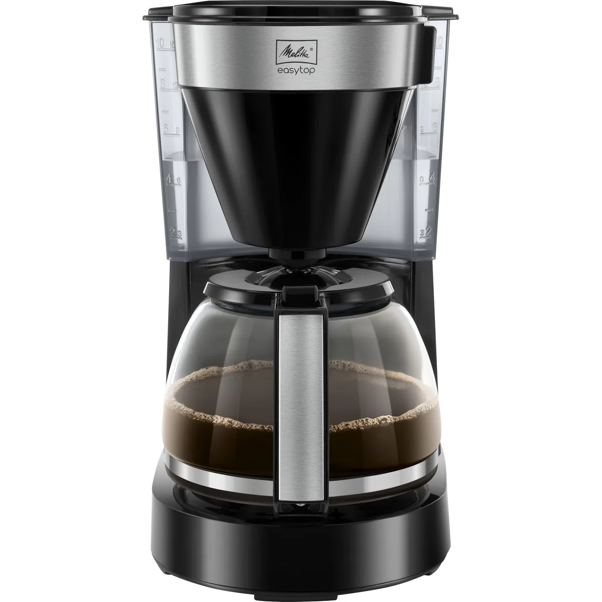 Melitta Easy Top – Filterkaffeemaschine mit Glaskanne, für bis zu 10 Tassen Kaffee, in Schwarz/Edelstahl