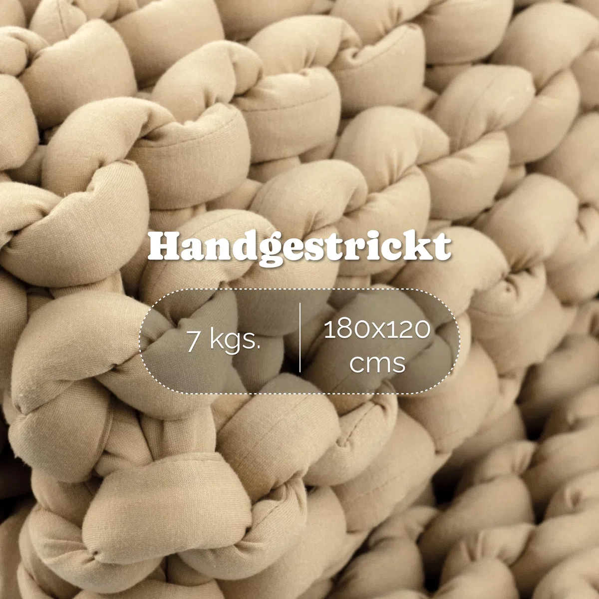 SIESTA Gewichtsdecke Premium Grobstrick Beige 7kg Atmungsaktive Therapiedecke Oeko-TEX Waschbar