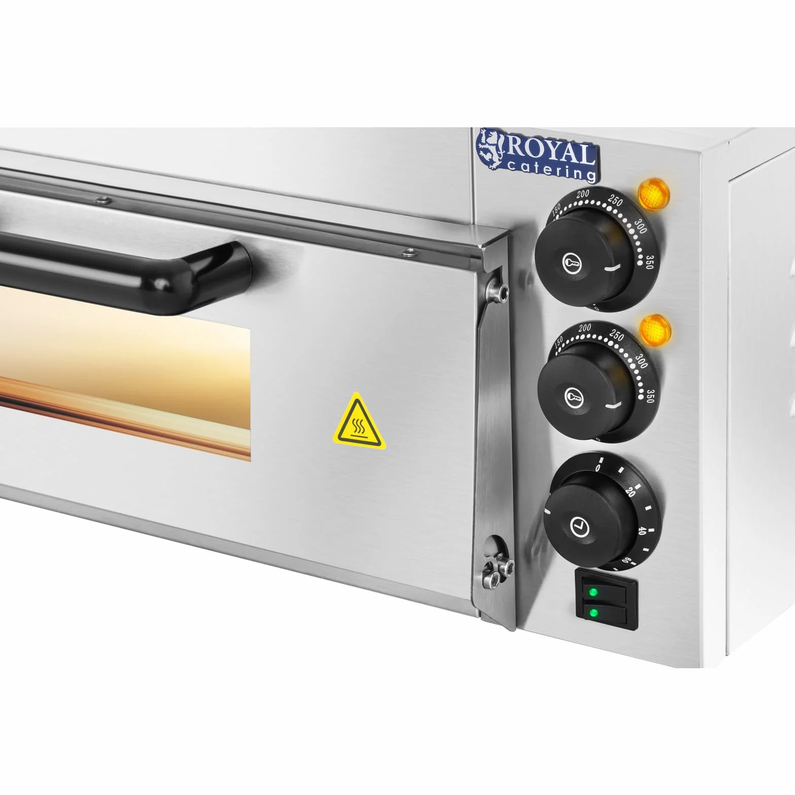 Royal Catering RCPO-2000-1PE Pizzaofen elektrisch 2000W 1 Kammer Pizzabackofen Pizza Ofen Schamotte Schamotteboden