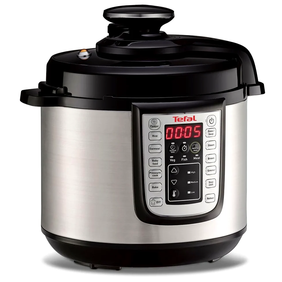 Tefal Fast & Delicious Multicooker Elektrischer Schnellkochtopf, 1.200 W, 25 automatische Programme, manueller Modus, inkl. Rezept, Dampfgarer, 6 l