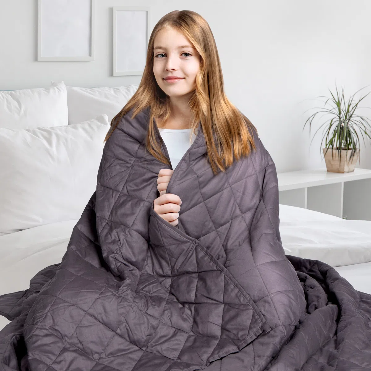 Wellax Gewichtsdecke 3,2kg 104x152 cm 100% Baumwolle Therapiedecke
