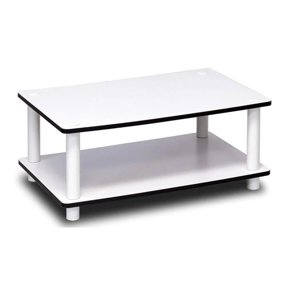 Furinno Just 2-Tier No Tools Fernsehstand, TV-Ständer, Couchtisch, Weiß, 59.9 (Breite) x 22.4 (Höhe) x 39.6 (Tiefe) cm
