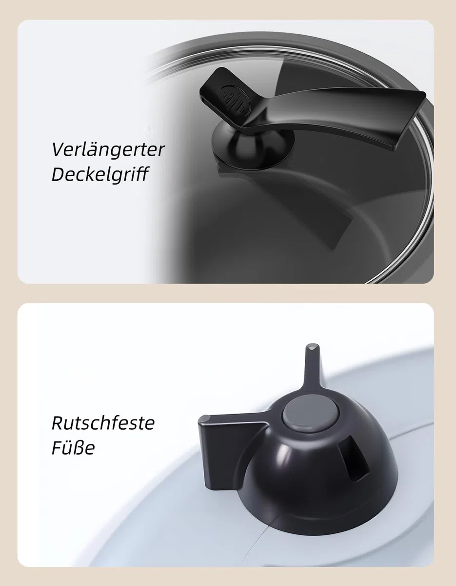 ERC-5P07SL 1L | 400W Reiskocher & Schwarzer Dämpfeinsatz Warm & Kochen 1-5 Personen Antihaft-abnehmbarer Topf, Messbecher Spatel, Aufstellbarer Knopf,Silber