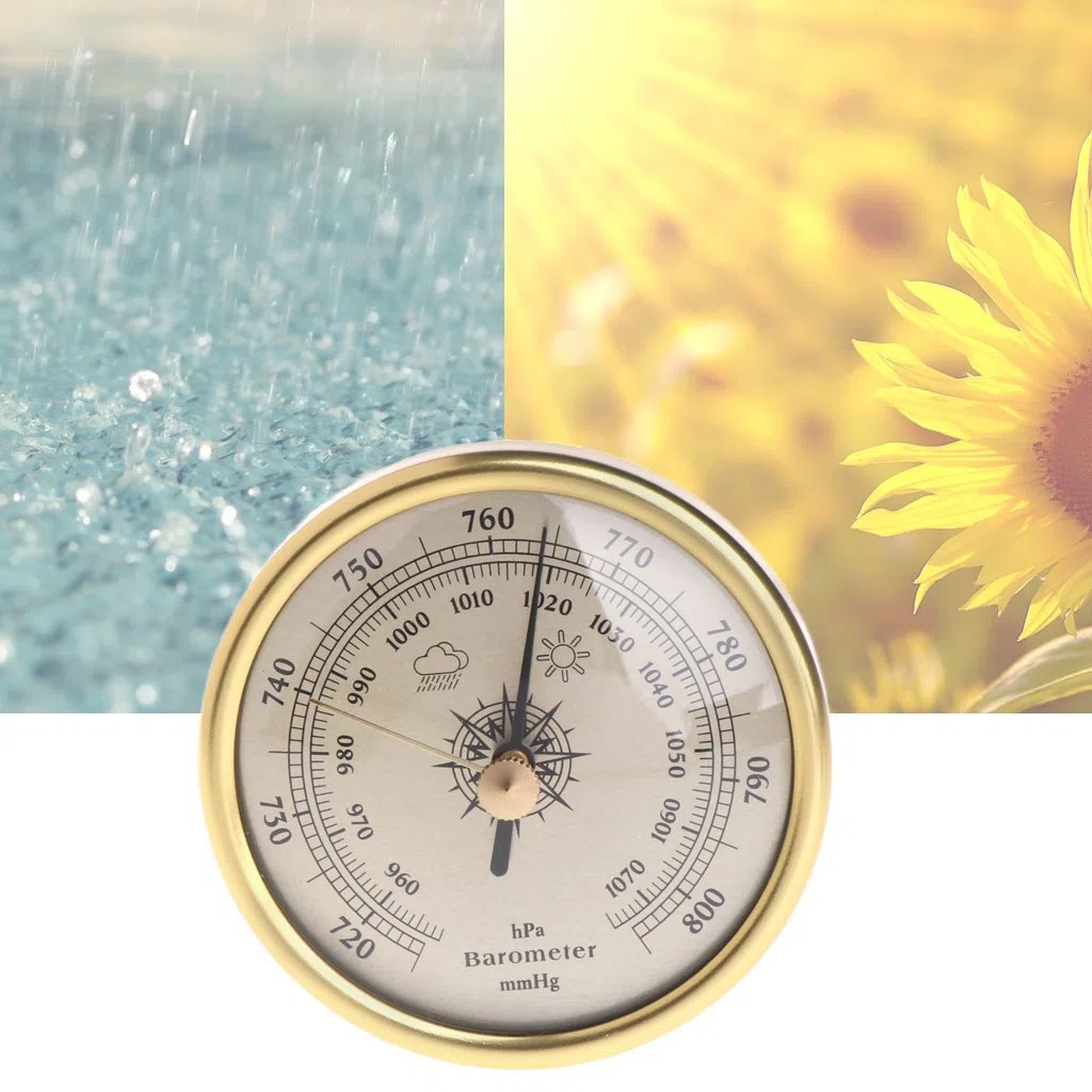 Hergon 72mm Barometer, Wandhängendes Barometer 1070hPa Rundes Zifferblatt Für Luftwetterstation