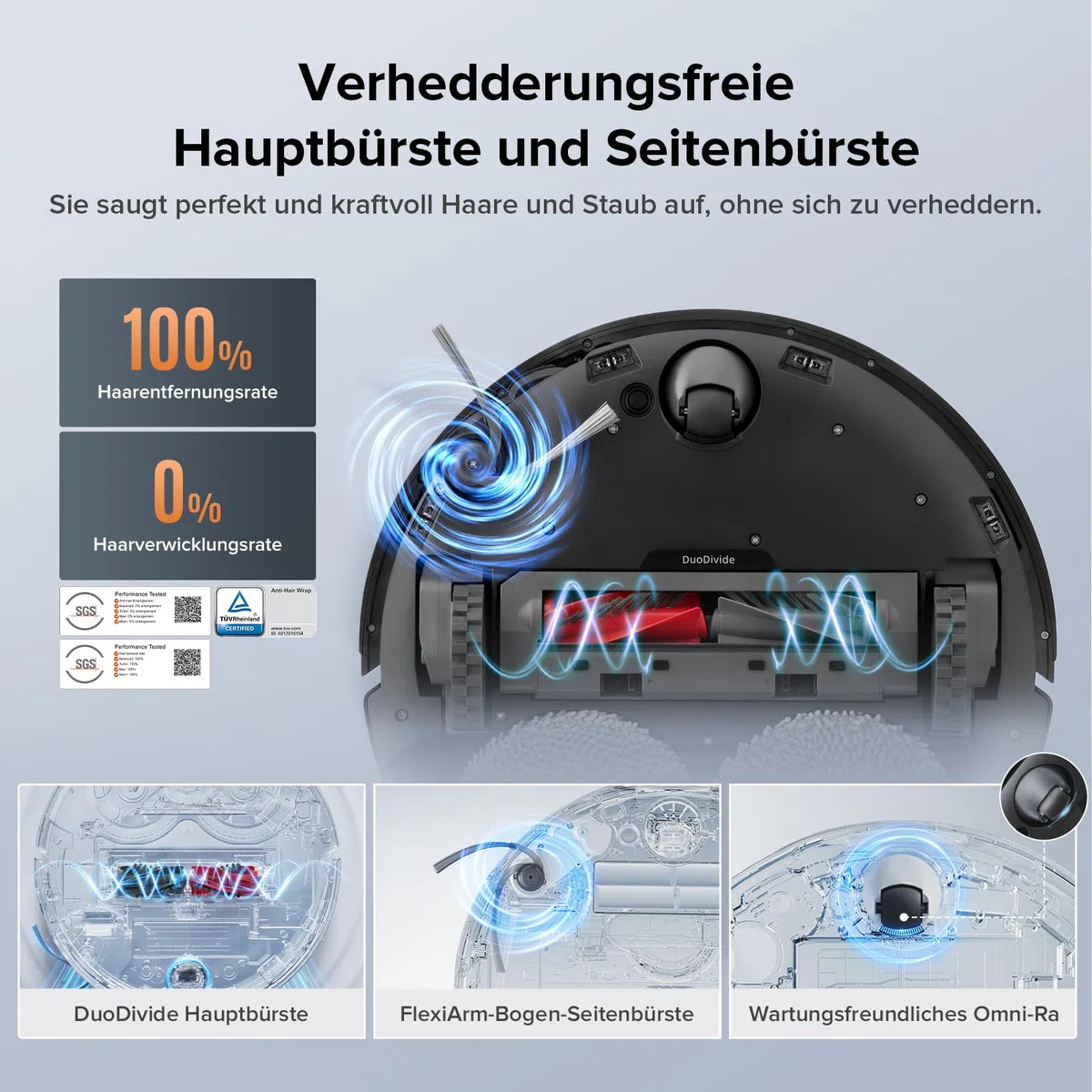 roborock Qrevo Edge S5A Saugroboter mit Wischfunktion,Dual Anti-Tangle-System,18.500Pa,FlexiArm Design Kantenreinigung, Hebarem Wischmopp,75℃ Heißwasser-Moppwäsche (Schwarz)