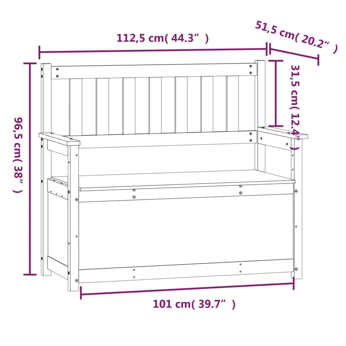 Festnight Sitzbank mit Stauraum Holz Truhenbank Holz Gartenbank Kissenbox mit Stauraum Holzbank Truhenbank Sitztruhe Balkon Sitzbank Grau 112,5x51,5x96,5 cm