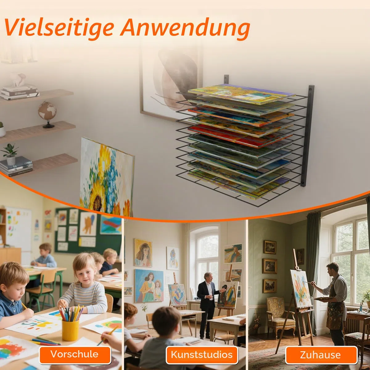 Kunst-Trockenständer, 10 verstellbare Regale, passend für alle Wände, Kunsttrockengestell für Klassenzimmer, Studios und kreative Räume