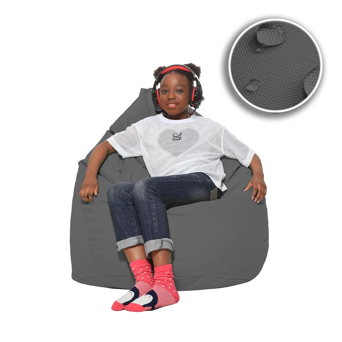 Sitzsack XXL Bodenkissen für Erwachsene & Kinder - Geeignet für Gaming oder Entspannen - Indoor wie Outdoor da er Wasserfest ist - mit EPS Perlen, Farbe:Anthrazit, Größe:XXXL