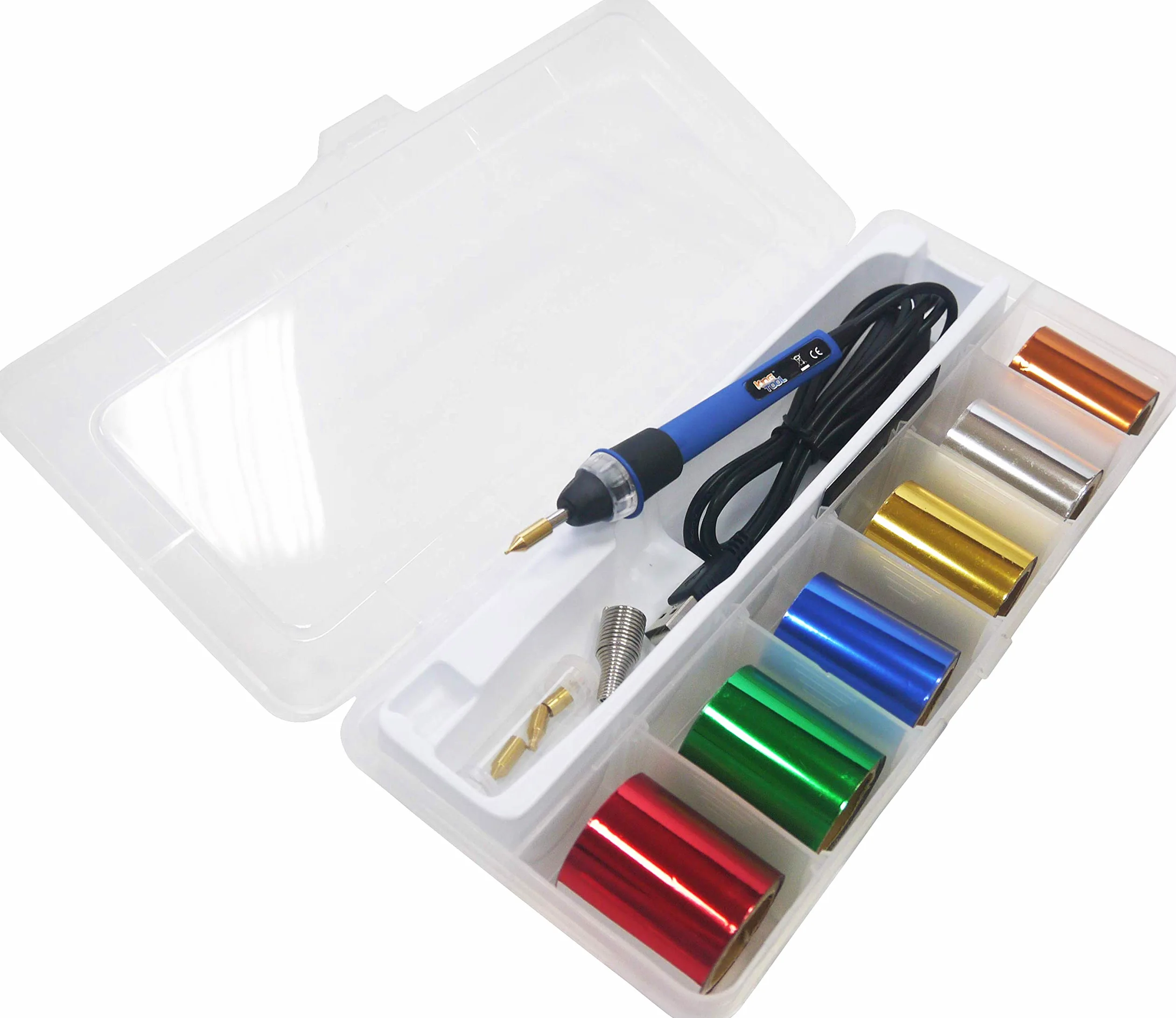 KINGTOOL Heißfolien-Stanzwerkzeug Heißfeder-Stift-Prägestift Heißfolienstift, USB-Stromversorgung (mit 4 Spitzen) (blau)