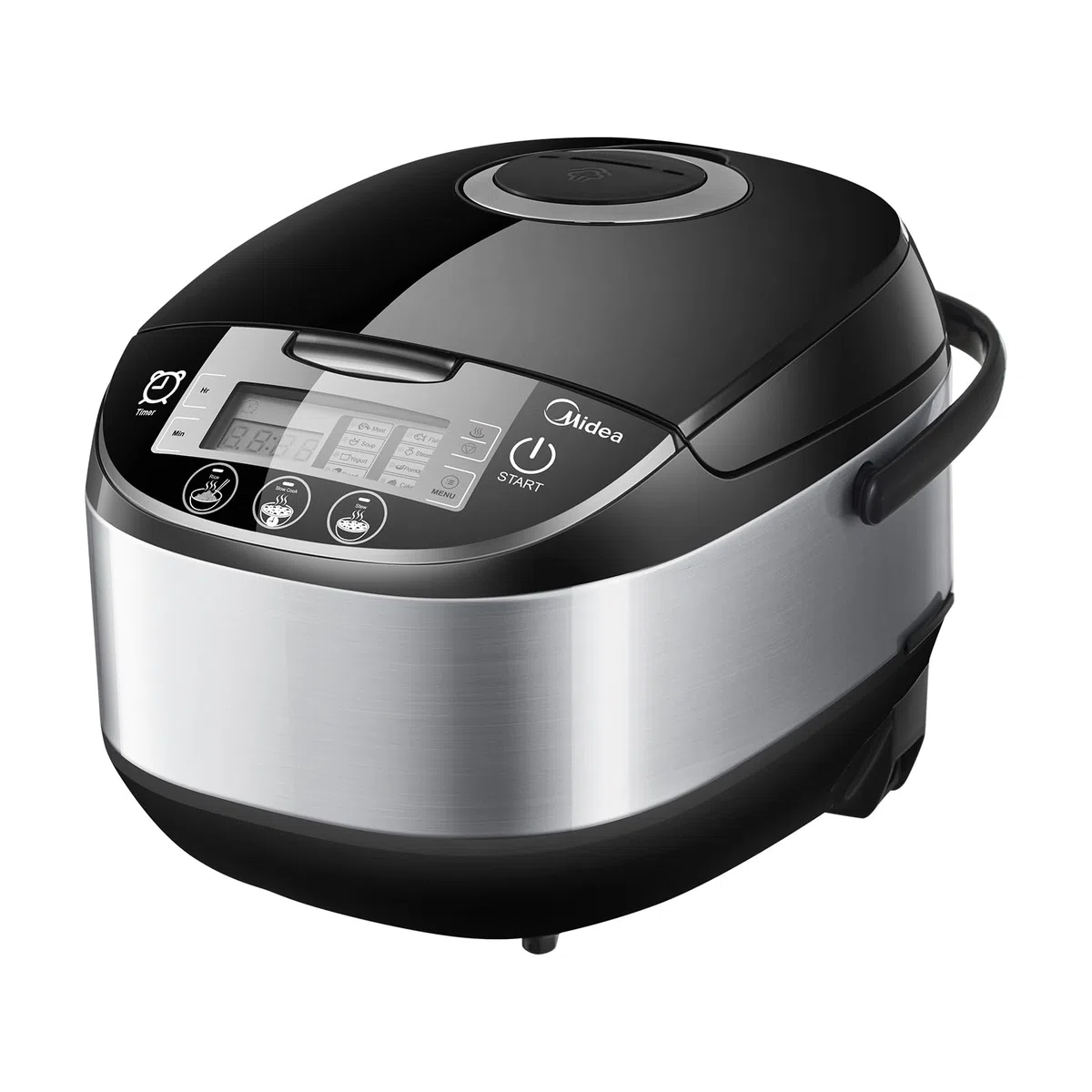 Midea Reiskocher, Multikocher mit 11 Programme, Rice Cooker 5 L für 2-10 Personen, Slow Cooker & Dampfgarer mit 24h Warmhaltefunktion, Timer, inkl. Dämpfeinsatz, Löffel & Messbecher, Schwarz & Silver