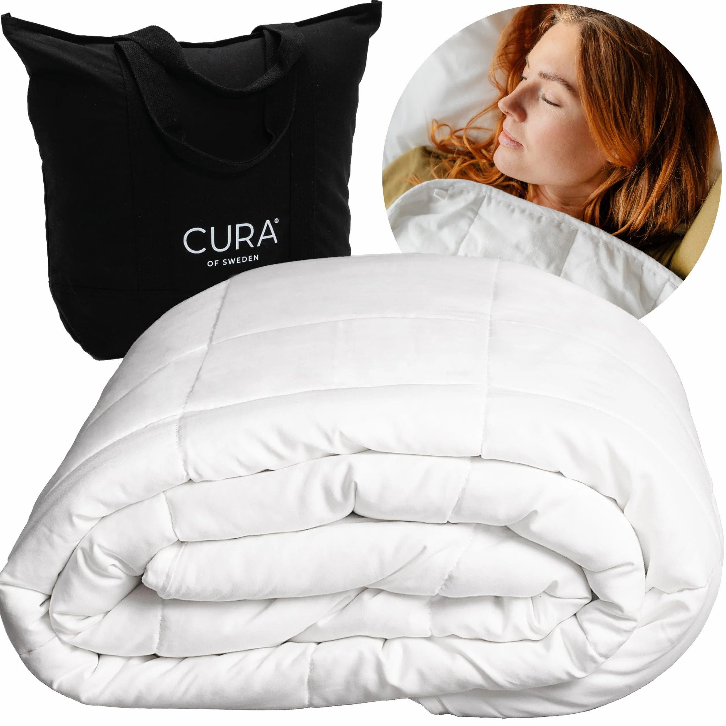 CURA Pearl Classic Gewichtsdecke 150x210 11kg - Schwere Bettdecke aus 100% Baumwolle