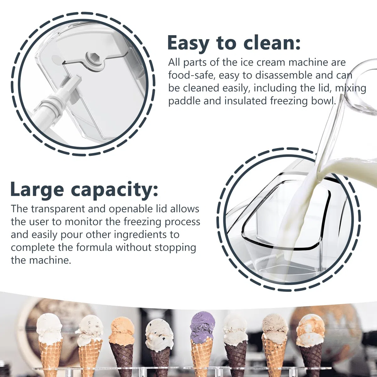 Speiseeisbereiter, Eismaschine, Elektrische Eismaschine Soft Serve Homemade KECOOLKE 1.5 L Frozen Yogurt, Sorbet, Gelato