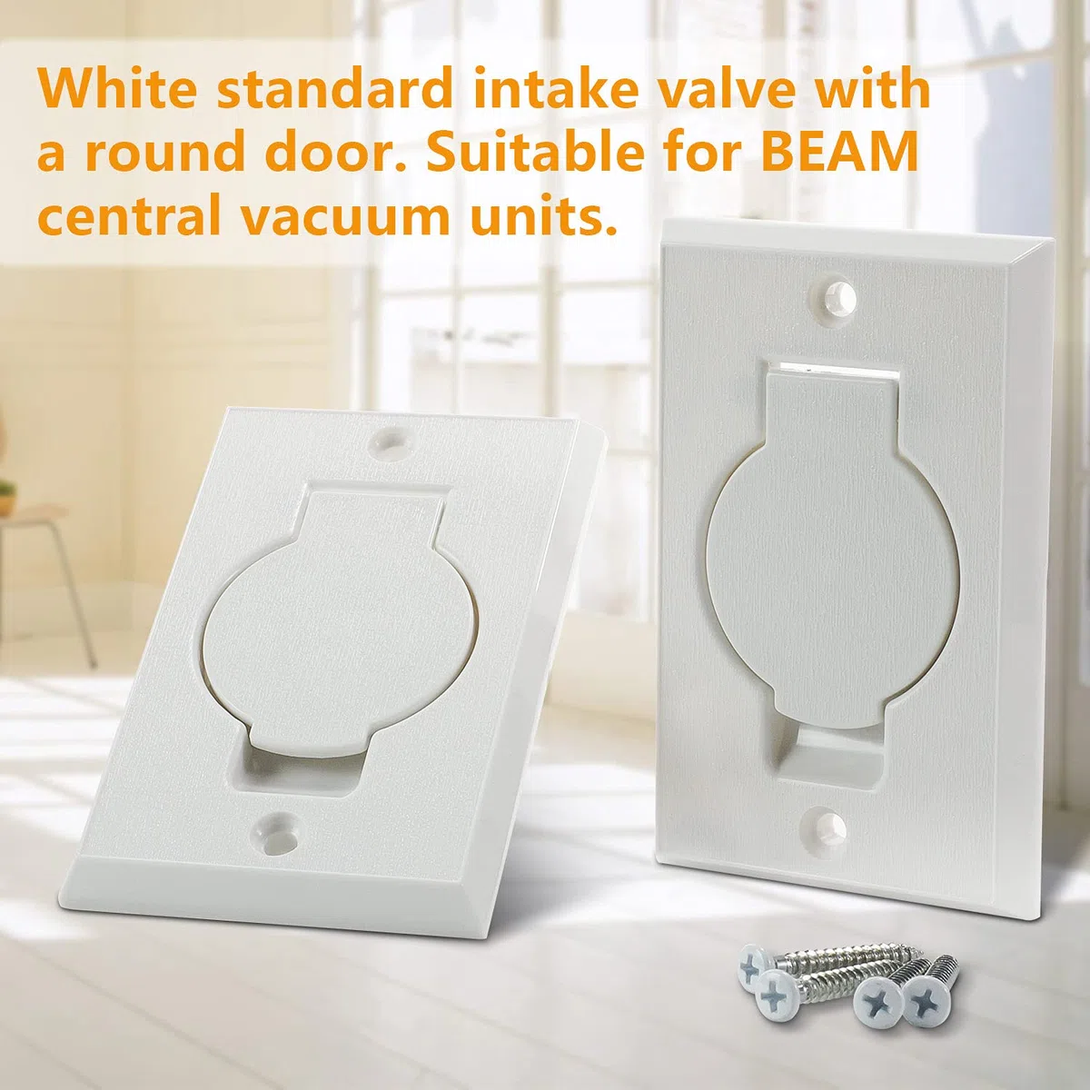 Pokin Standard Zentralvakuum-Einlassventilplatte, weiß, für Beam Central VAC, passend für runde Standardtüren, 2 Stück