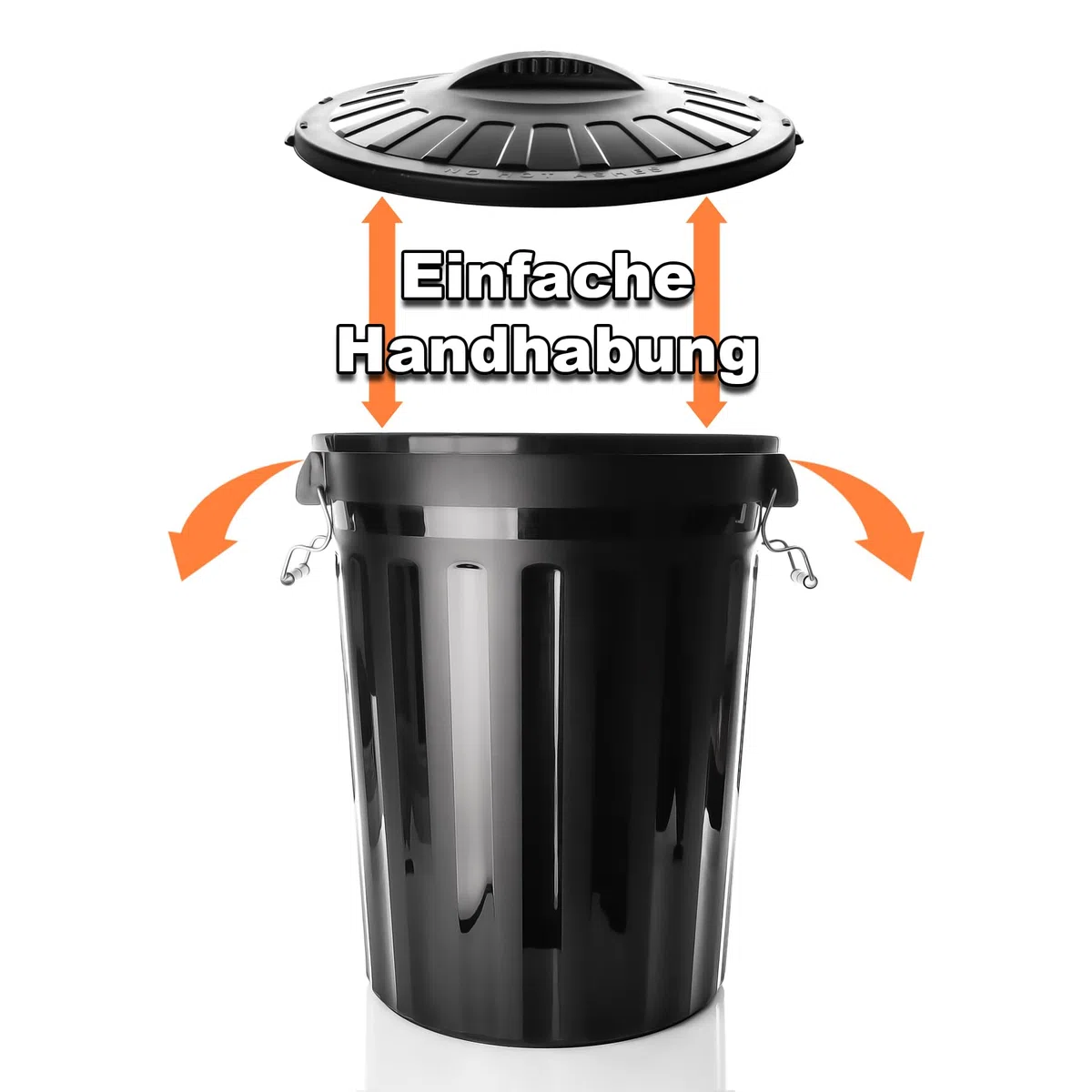 BigDean Universaltonne mit Deckel Schwarz 2 Stück wetterfest Regentonne Mülltonne Indoor Outdoor
