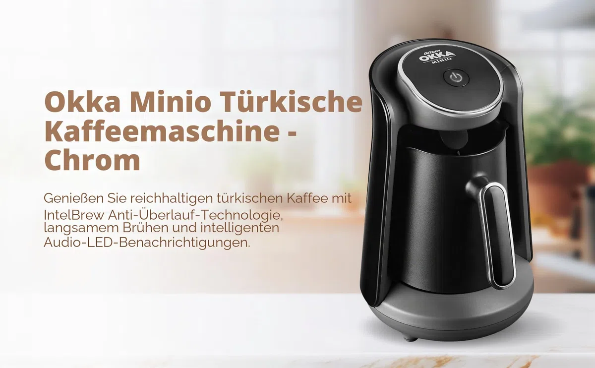 Arzum Okka Minio Türkische Kaffeemaschin Mit Patentiertem Überlaufsensor, Idealem Brühen Bei Niedriger Hitze Und Waschbarer Kanne Für Bis Zu 4 Tassen