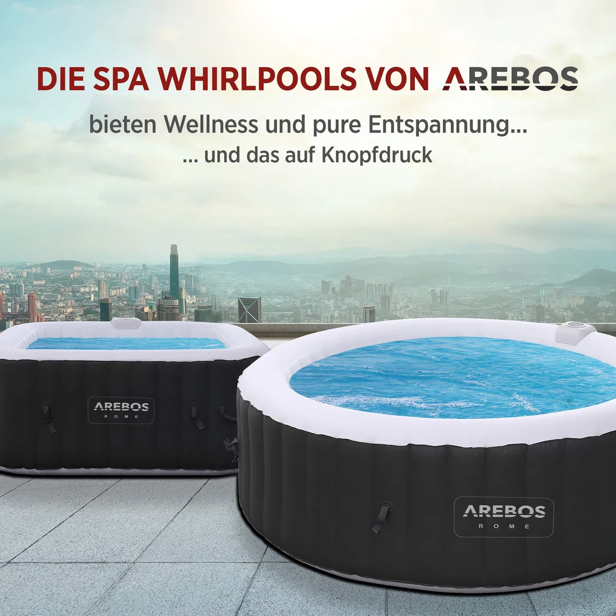 Arebos Komfort-Set 2 Nackenkissen + Getränkehalter für Whirlpool | weiß | 100% wasserdicht | ergonomisch geformt | PU Schaum
