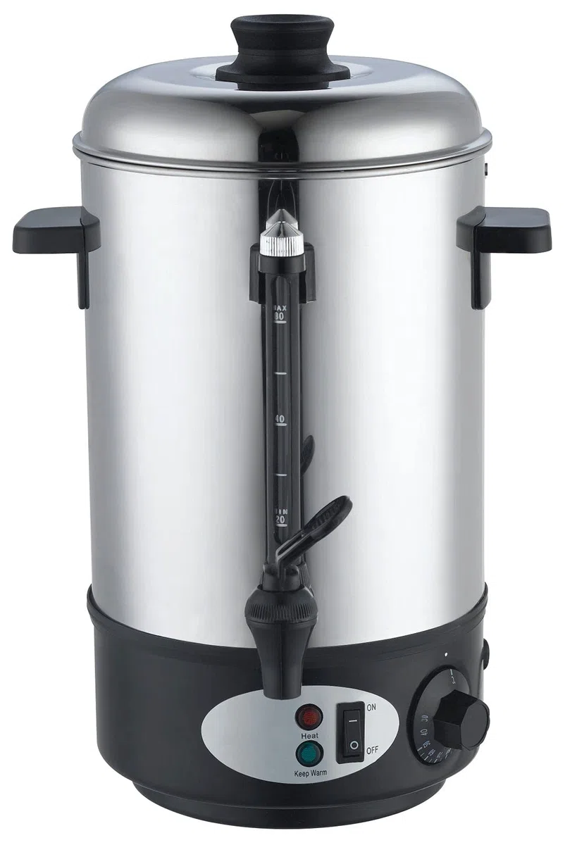 Glühweinkocher Glühweinkessel 8L 1800W mit Füllstandsanzeige, individuell und mobil nutzbar, Silber, ca. 29 x 49 cm, 8 Liter Fassungsvolumen, 1800W, 220-240V 50Hz, Warmhaltefunktion