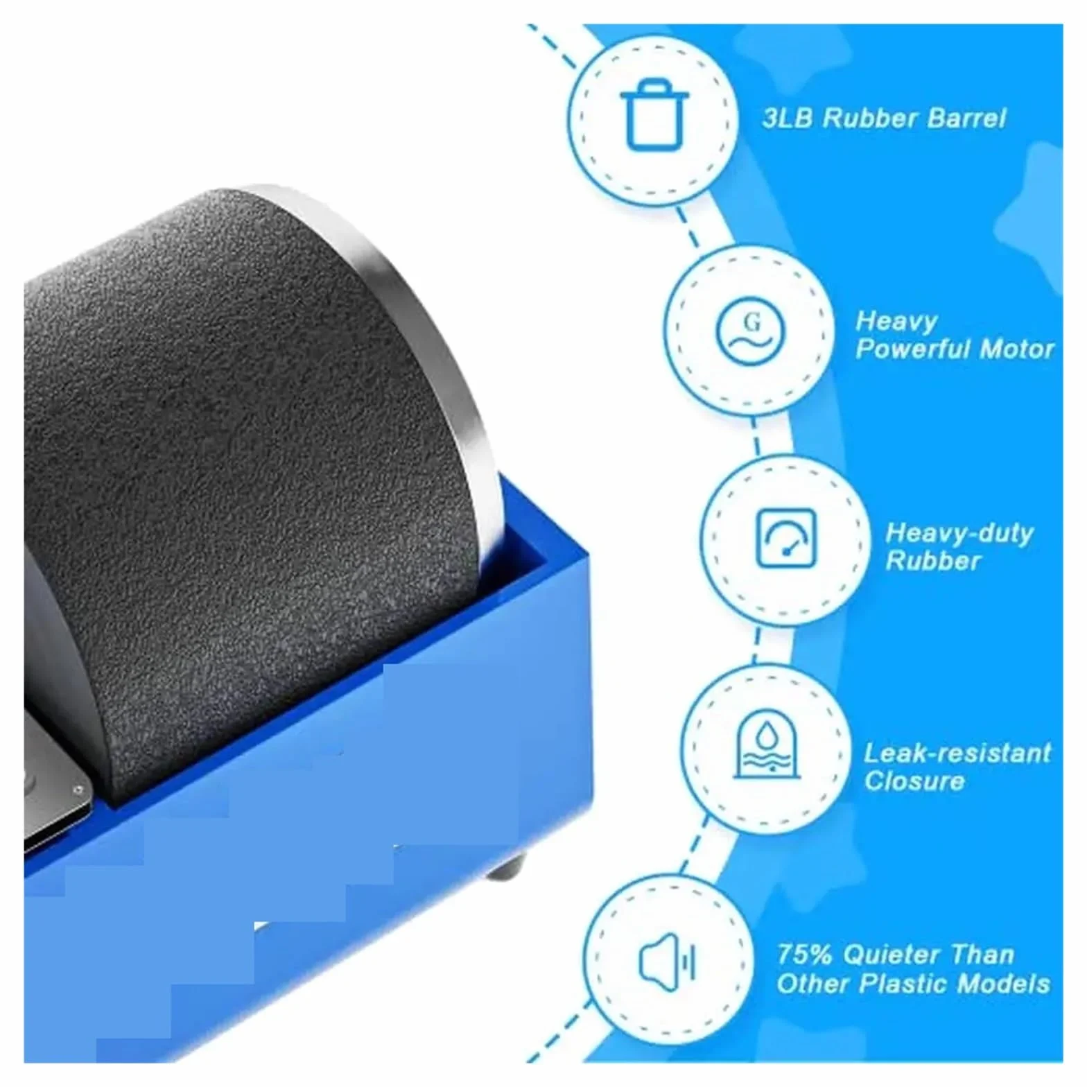 Rock Tumbler Kit 1,4 kg, Barrel Easy Rock Polishing All Ages Leak Proof Rubber Barrel Quiet Operation DIY Stone Making Kit with Jewelry Polishing Finishing Machine