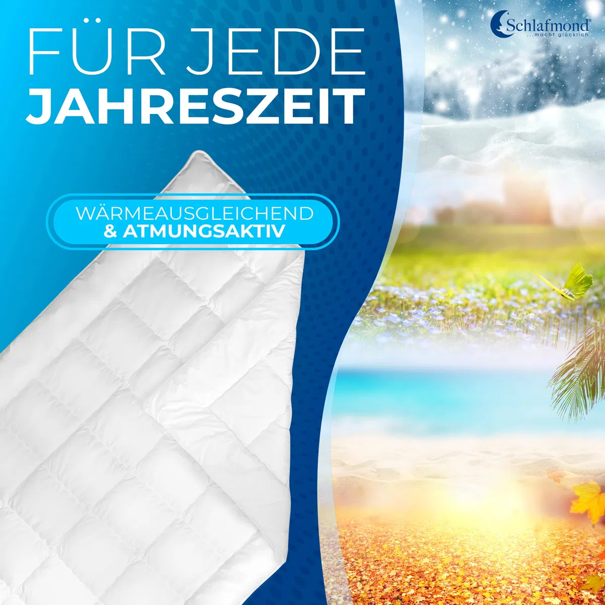 Schlafmond Medicus Clean Ganzjahresdecke 135x200 cm - Wärmeregulierende Allergiker Bettdecke 135x200 - Steppdecke aus Baumwolle - Made in Germany