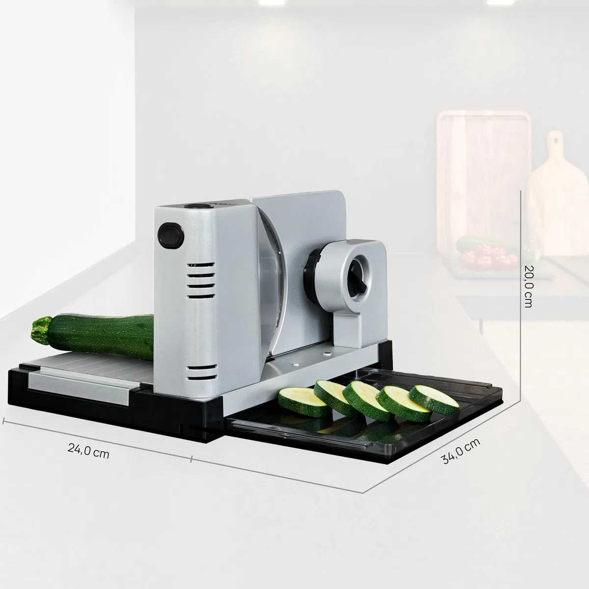 Ritter Allesschneider icaro 7, elektrischer Allesschneider mit ECO-Motor, made in Germany, Silbermetallic