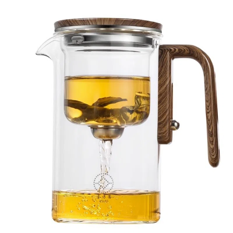 Enchanti Tea Pot, Magic Teapot mit Infuser, Wassertrennung, Borosilicate-Glas, SUS304 Edelstahl, 600 ML, Klar