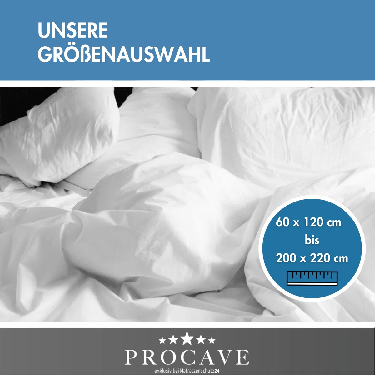 PROCAVE Micro-Comfort Matratzen-Bett-Schoner weiß 180x200 cm mit Spannumrandung | Höhe bis 30cm | Auch für Boxspring-Betten und Wasser-Betten geeignet | Microfaser | 100% Polyester | Matratzen-Auflage