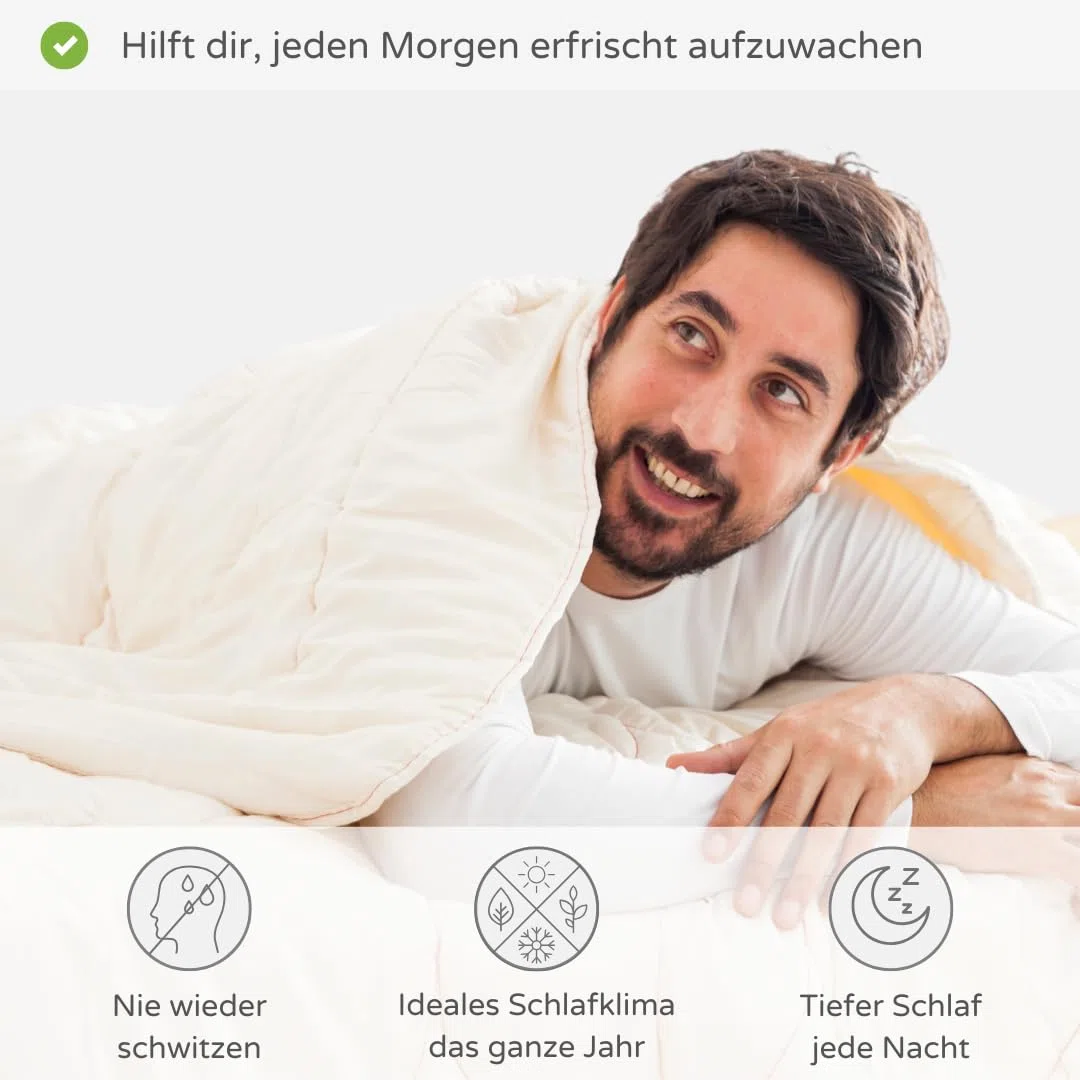 Schafwolldecke - Bettdecke aus Bio Baumwolle - 4 Jahreszeiten - Verschiedene Größen - Atmungsaktiv & weich - Woll Bettdecke mit Swisswool Füllung (290g/m2) - Hochwertiges Ganzjahr Duvet