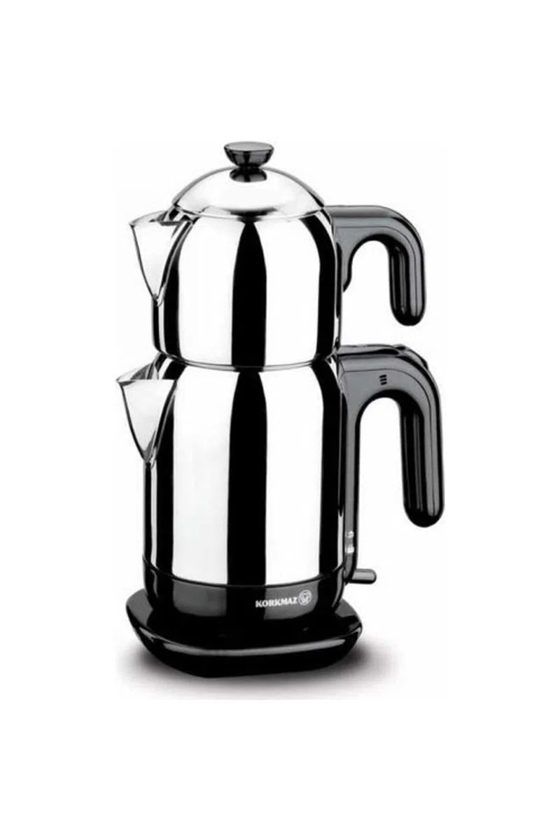 Korkmaz Demtez Electrical Teapot- Black/Caymatik / A369 Teekocher, Edelstahl, 1.7 liters, Schwarz