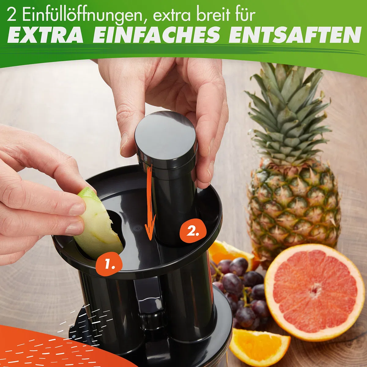 Nutrilovers Entsafter Slow Juicer NUTRI-PRESS Obst & Gemüse Entsafter - BPA-frei, 350 Watt, Sehr Leise, Ideal für Einsteiger Inkl. To Go Slow Juice Trinkflasche + Rezepte App
