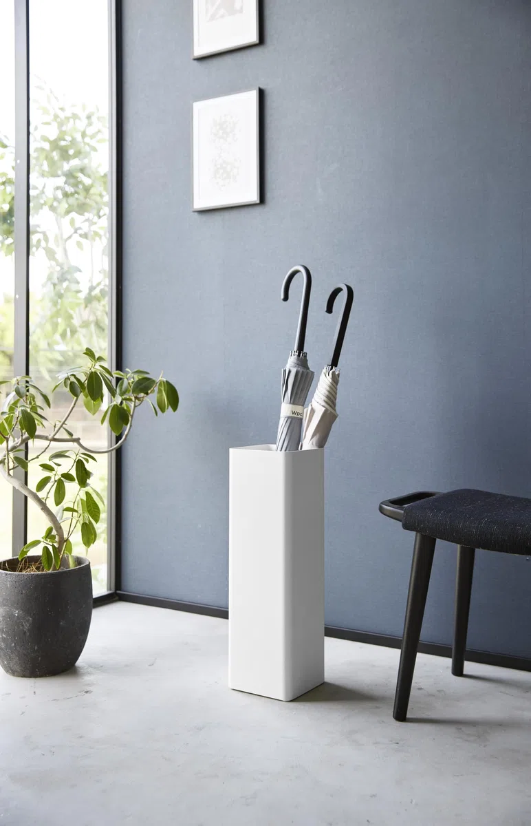 YAMAZAKI 1578 SMART Tall Umbrella Stand, white, Steel, 15 x 15 x 48 cm