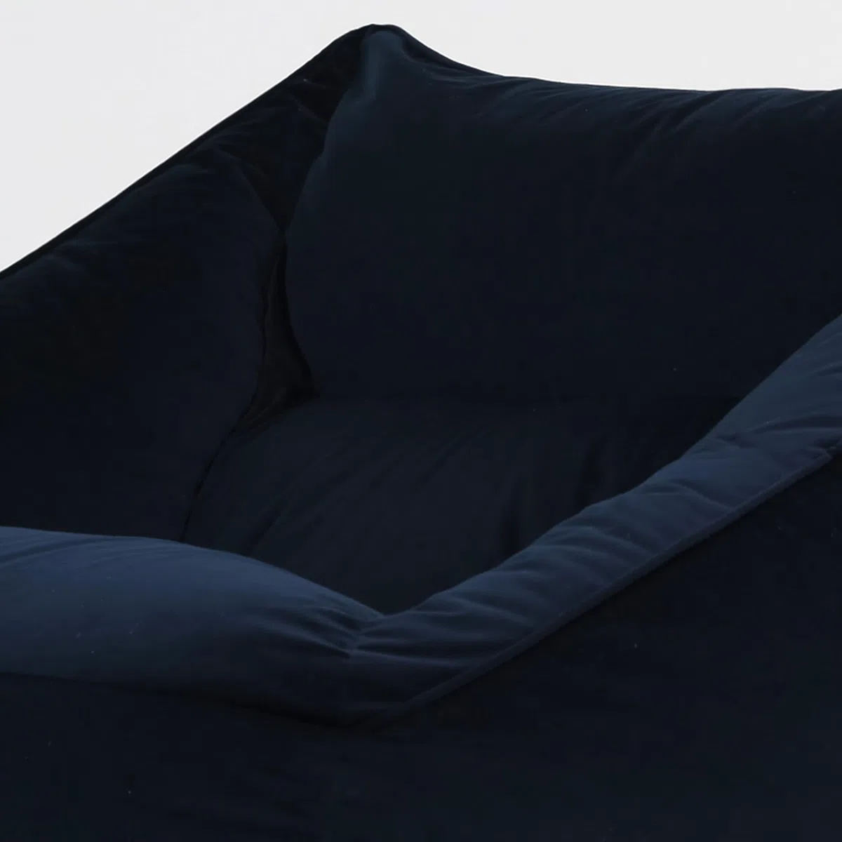 Icon Natalia Sitzsack Sessel mit Hocker für Erwachsene, Dunkelblau, Flauschiger Samtstoff, Riesen Sitzsack Samt mit Füllung, Bean Bag Chair, Bequemer Sessel Wohnzimmer, Lounge, Schlafzimmer, Büro