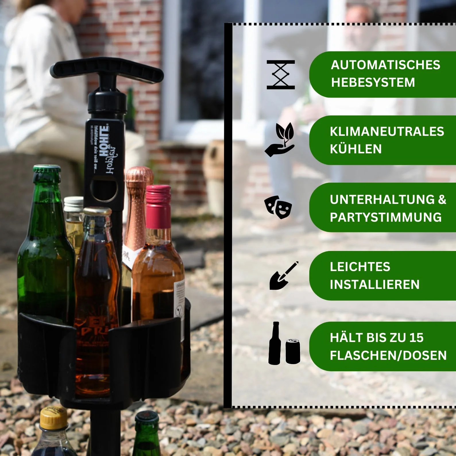 Hopfenhöhle Lift - Das Original! I Automatisches Hebesystem I Flexible Kapazität für bis zu 15 Getränke (0,33/0,5 l) I Erdkühlung | Einfache Installation I Wetterfeste Konstruktion