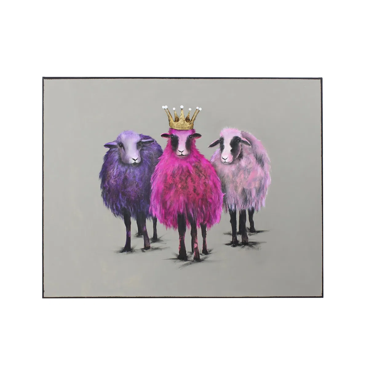 WERNS Gemälde Schaf Royal Sheep handgemaltes Schaf-Porträt königlicher Look Unikat Wandbild 80x100 cm