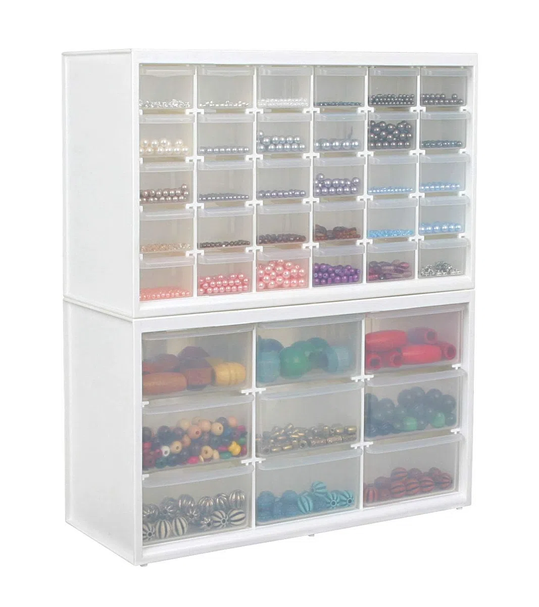 ArtBin 0365498 Store In Schubladenschrank, Näh-und Bastelorganisation, Kunststoff-Aufbewahrungseinheit mit 9, Weiß mit transparenten Schubladen, Drawer
