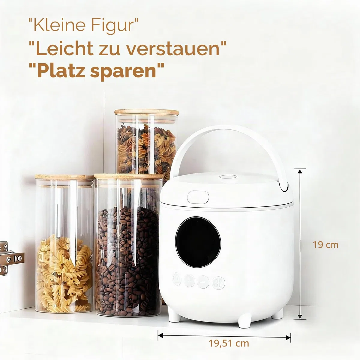 Reiskocher Klein, 3 Tassen (für 1-3 Personen), 6-in-1 Multikocher mit Slow Cook, 300W, Kompakt, Weiß