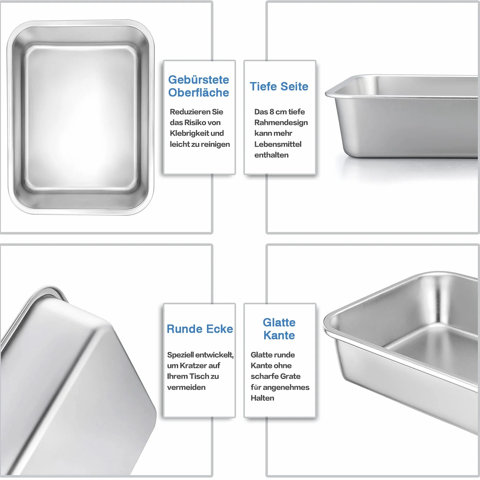 Homikit Auflaufform Set, Edelstahl Rechteckig Kuchenform Backform Tiramisu Form 2er Set, Ofenform Groß 32,5 x 25,5 x 8 cm, Perfekt für Lasagne/Mäser/Brownie, Hitzebeständig & spülmaschinengeeignet
