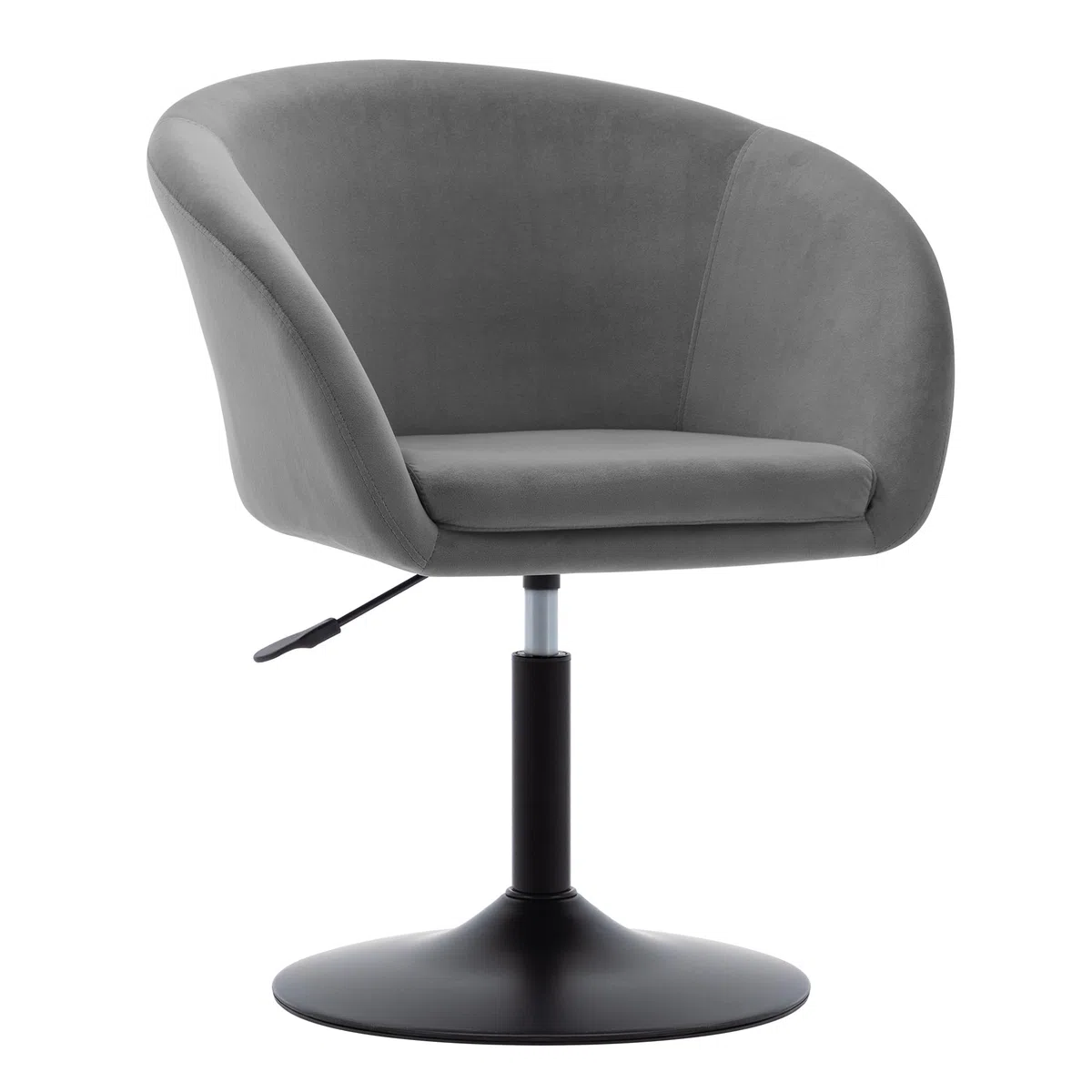 Duhome Schminkstuhl Höhenverstellbar, Lounge Sessel aus Samt Drehbar Cocktailsessel Drehstuhl mit Armlehne für Wohnzimmer Esszimmer Schlafzimmer, Grau