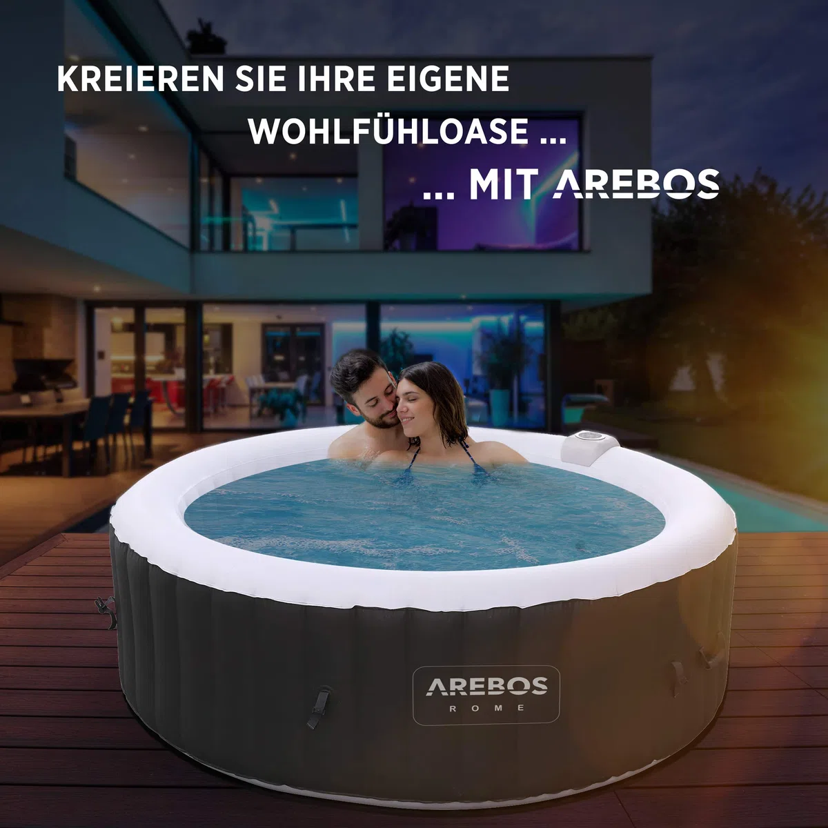 Arebos Komfort-Set 2 Nackenkissen + Getränkehalter für Whirlpool | weiß | 100% wasserdicht | ergonomisch geformt | PU Schaum