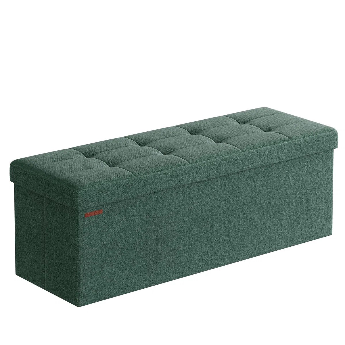 SONGMICS Sitzhocker mit Stauraum, klappbare Sitzbank, 38 x 110 x 38 cm Fußbank, Aufbewahrungsbox, bis 300 kg belastbar, für Wohnzimmer Schlafzimmer Flur, vintagegrün LSF077C01