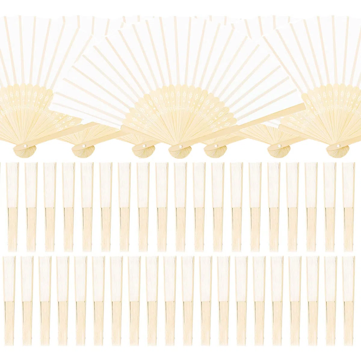 30 Stück Weiß Bambus Stoff Fächer Hochzeit Gäste faltbar Klappfächer Hochzeit Stofffächer Dekofächer Handfächer Hand Fan Wedding Hochzeit Party Faltbar Taschenfächer Party