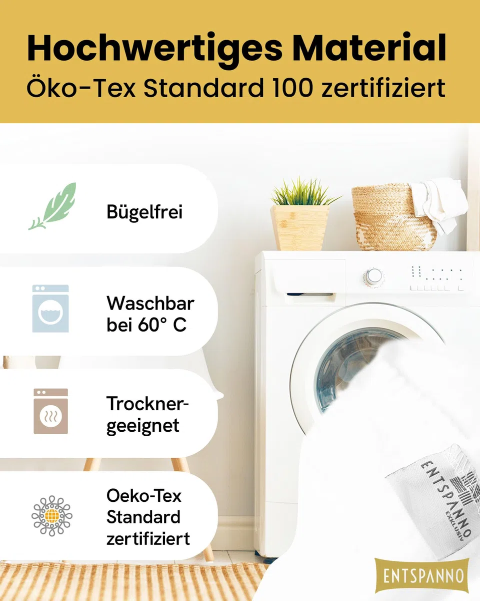 ENTSPANNO Luxus Spannbettlaken 140x200 bis 160x220 cm - Aus weichem Premium Jersey - auch ideal für Wasser- u. Boxspringbett bis 35cm Höhe - Weiß