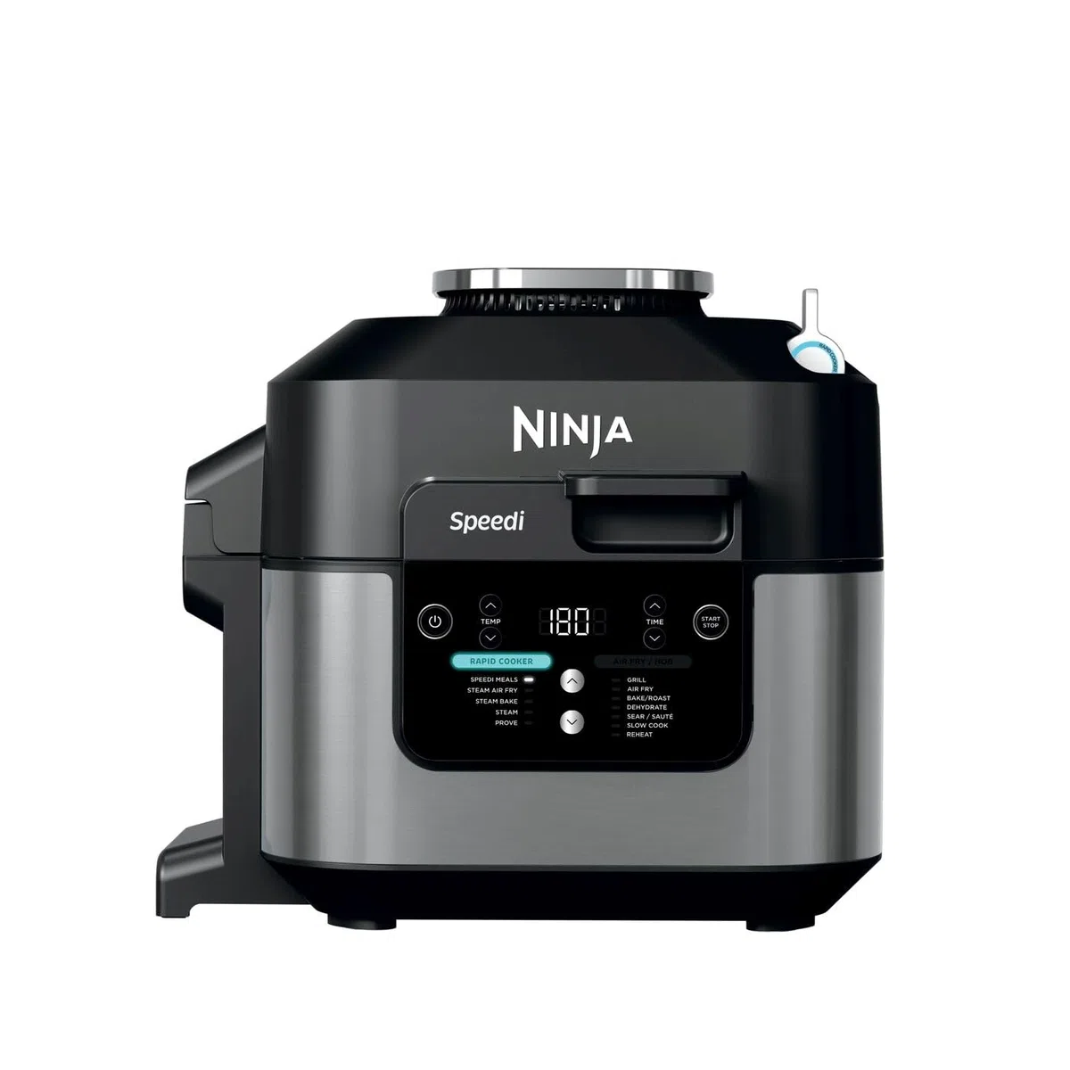 Ninja Speedi Multikocher, 5,7L, 12-in-1 Multicooker, Air fryer Heißluftfritteuse, Slow Cooker Langsamkochen, Grillen, Backen, Schwarz ON500EU