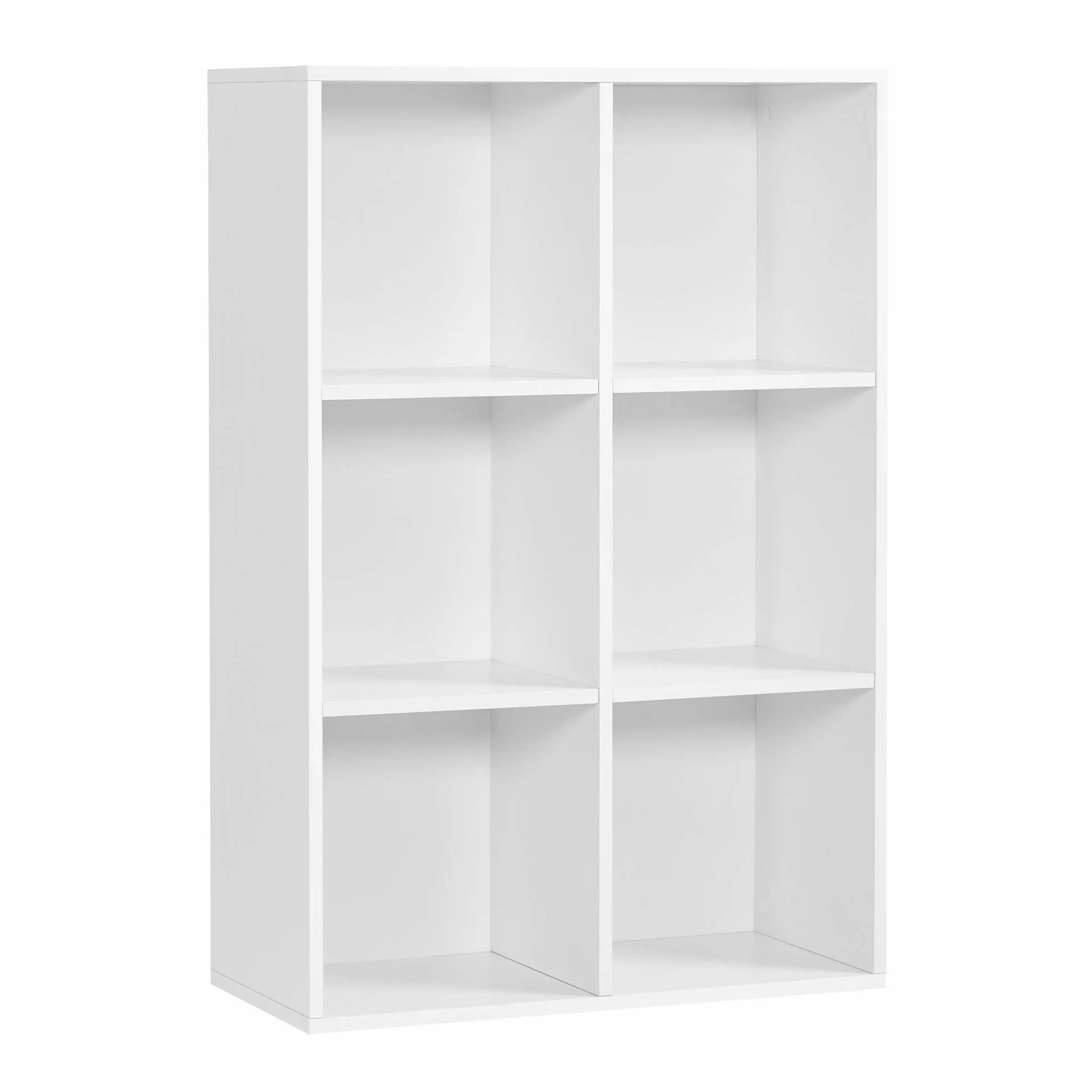 VASAGLE Bücherschrank, Bücherregal, mit 6 Fächern, Büroregal, Würfelregal, Standregal, für Wohnzimmer, Schlafzimmer, Büro, Kinderzimmer, weiß LBC203D