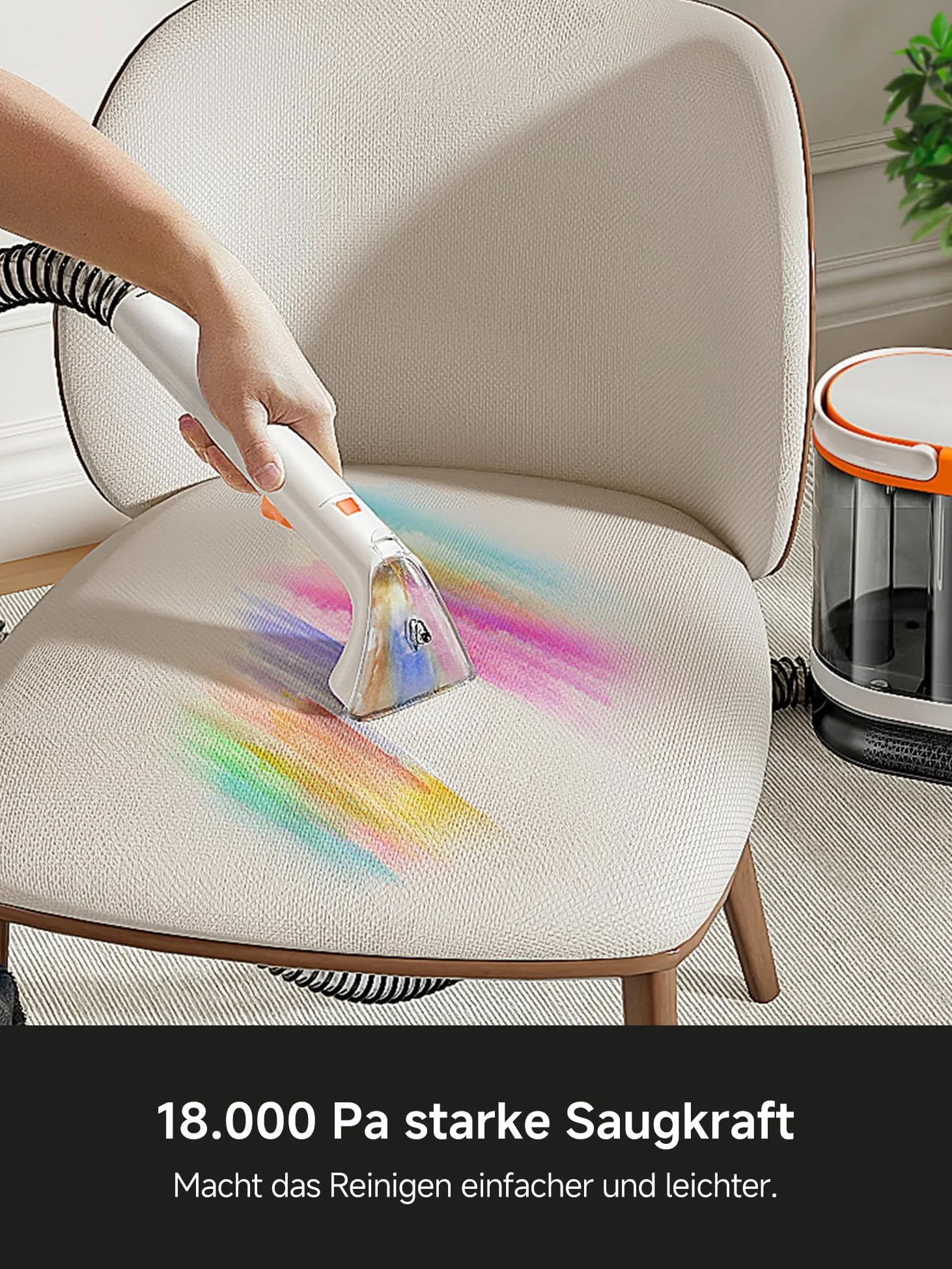 Uwant B300Pro Polsterreiniger Gerät Mit 18Kpa Teppichreiniger Waschsauger Geräuscharm Nasssauger Teppichreiniger Für Alltägliche Flecken Und Verschmutzungen Mit Schlauch Für Teppich Sofa Set of 1