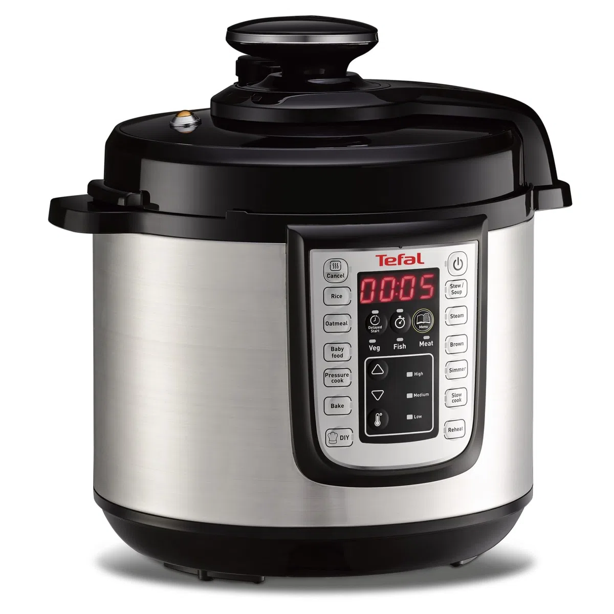 Tefal CY505E Fast & Delicious Multikocher, elektrischer Schnellkochtopf, 6 L Kapazität, 25 Automatische Programme, Bis zu 80% schnelleres Kochen, Energiesparend, Rezeptheft, 1200 W, Edelstahl