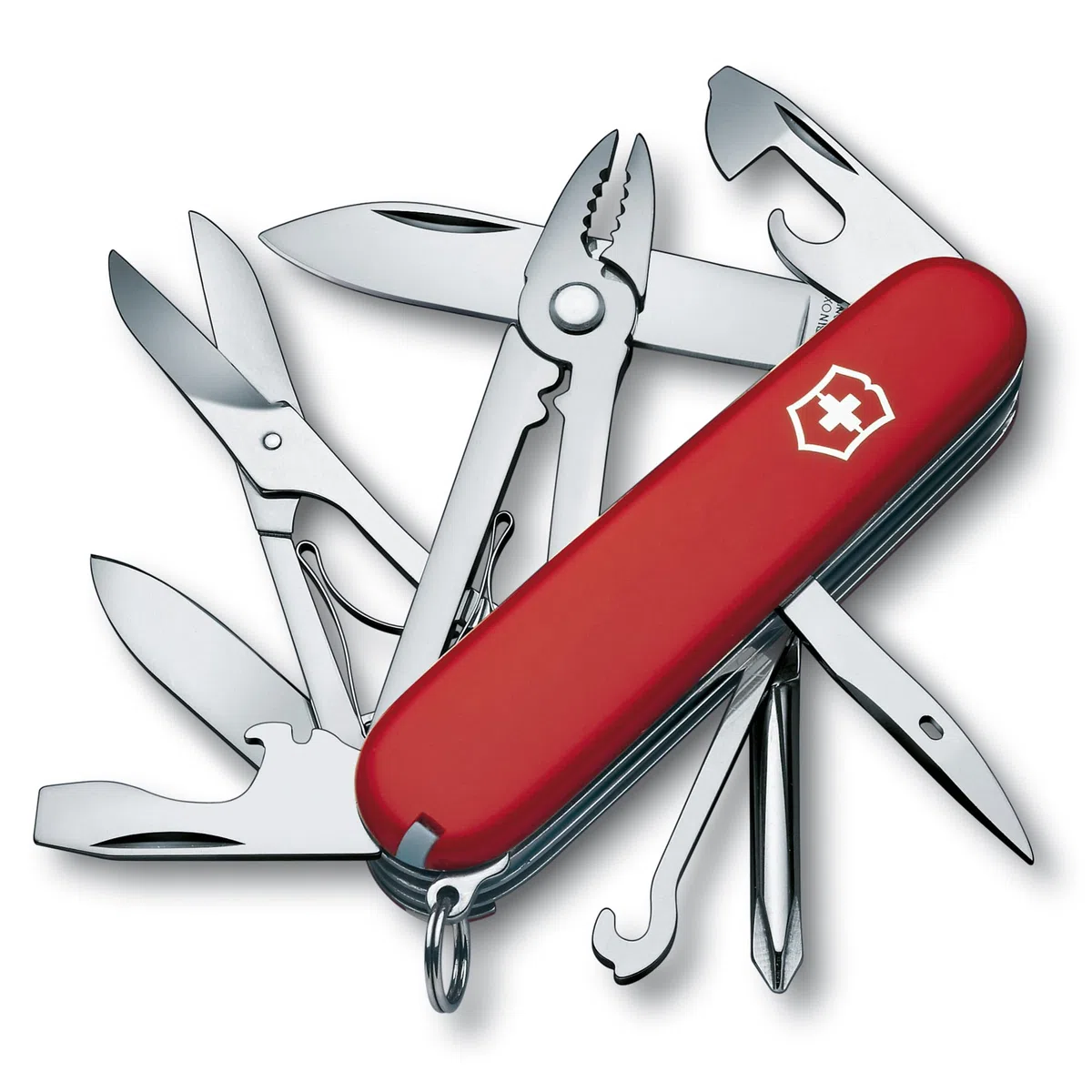 Victorinox Schweizer Taschenmesser, Deluxe Tinker, Multitool, 17 Funktionen, Klinge, gross, Dosenöffner, Schraubendreher 3 mm, Rot