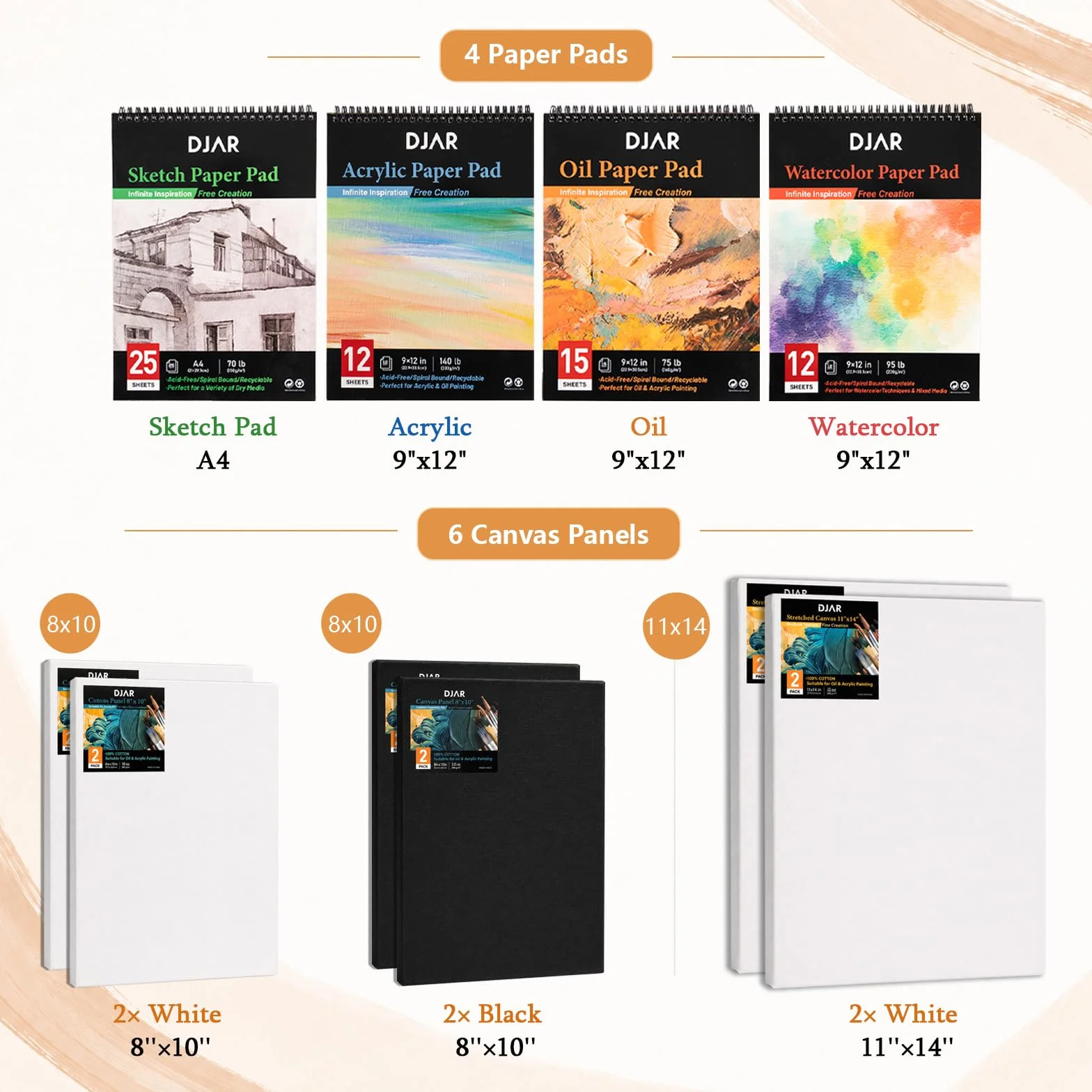 DJAR Professionelles All-in-One-Kunstmalerei-Set mit FSC-zertifizierter Staffelei aus Buchenholz, 96 Acryl-, Aquarell- und Ölfarben-Set, komplettes Malset für Erwachsene, Künstler, Anfänger, 174