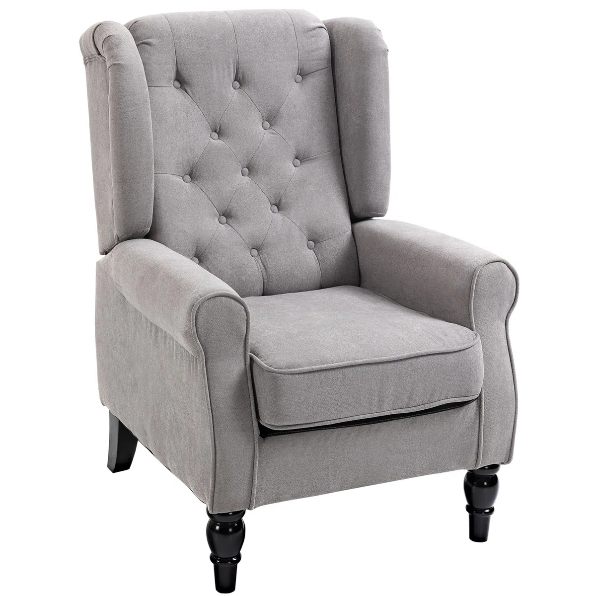 HOMCOM Sessel Ohrensessel mit Armlehnen, Loungesessel mit Kissen, Tufting, hoher Rückenlehne Armlehnensessel mit Holzbeine, Relaxsessel für Wohnzimmer, Schlafzimmer, Braun